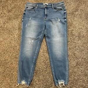 KanCan Distressed Skinny Jeans with Raw Hem Ankle Size 32